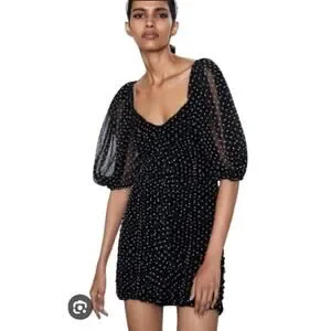 Zara Dresses Zara Womens Romantic Mini Dress S Black Polka Dot